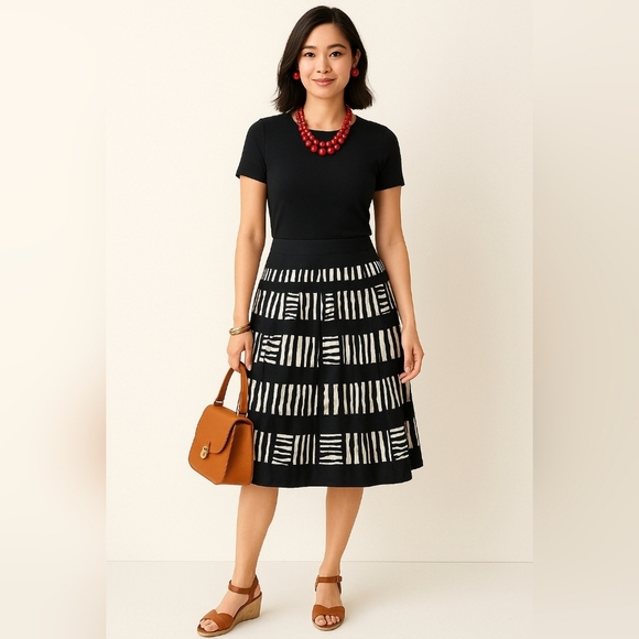 Talbots Dresses & Skirts - Talbots Pleated Knee-Length A-Line Side Zip Skirt Womans Size 8